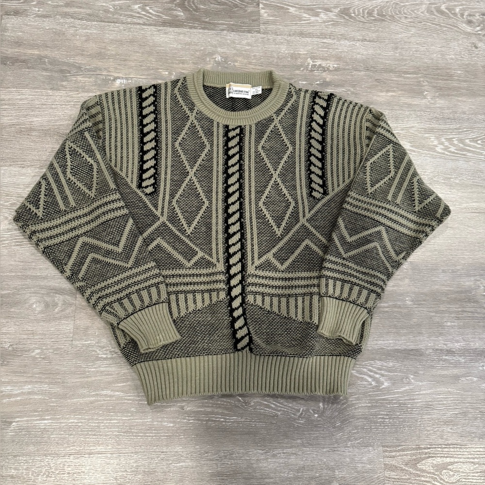 Vintage 80s London Fog Geometric Knit Crewneck Sweater, Size XL. - Picture 16 of 16